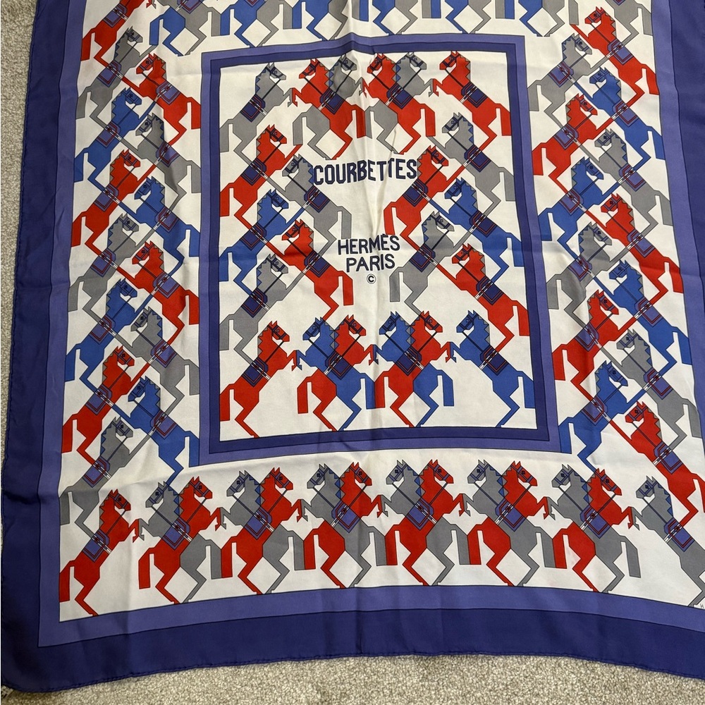 Authentic Vintage rare Hermès Courbettes Silk Scarf